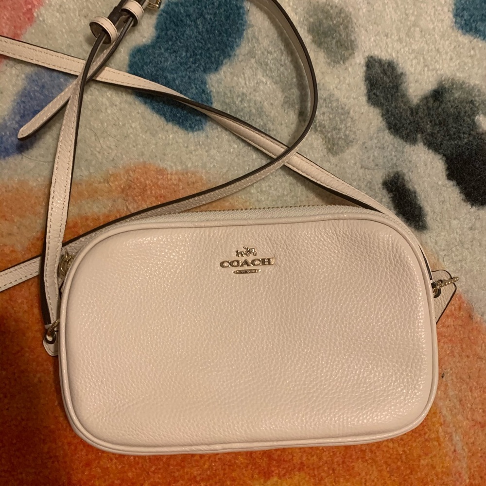 Winter White Coach Sadie Crossbody Clutch